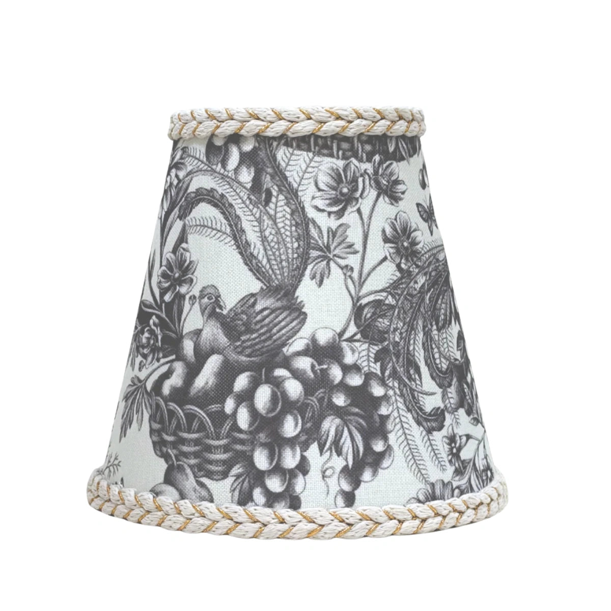 Luxe & Beau Black Toile Braided Trim Lamp Shade – E14, 16.5cm