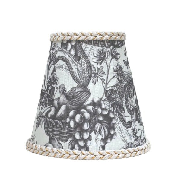 Luxe & Beau Black Toile Braided Trim Lamp Shade – E14, 16.5cm