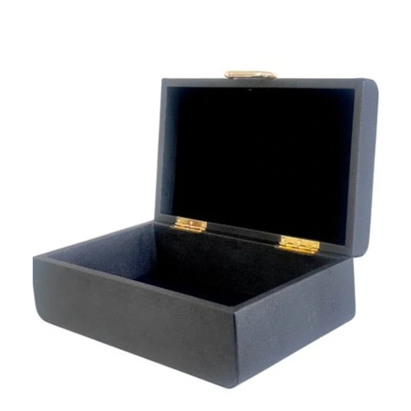 Black Decor Rectangle Box W/ Gold Badge Large 30x18x10cm