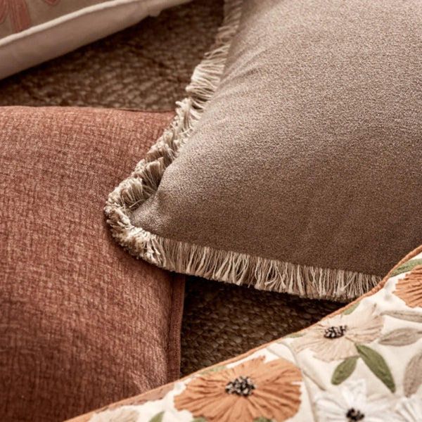 Margot Fringe Cushion – Truffle 50cm