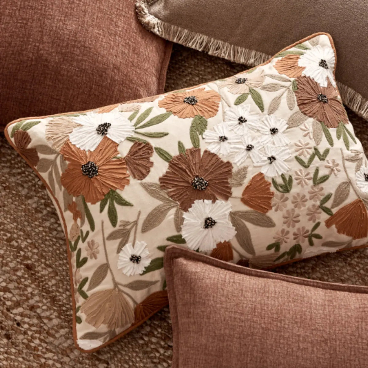 Margot Fringe Cushion – Truffle 50cm
