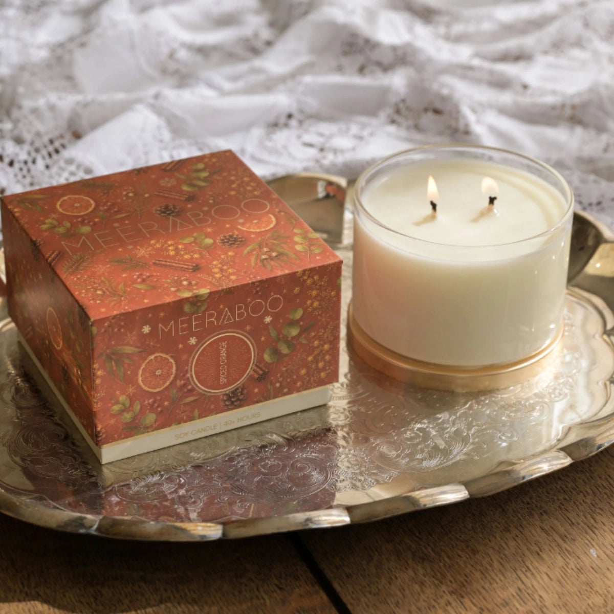 Meeraboo Christmas Gold Lid Soy Candle – 330g