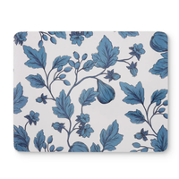 Thumbnail for Morgan Blue rectangle hard placemats, set of four, in a tonal blue and navy botanical print on white