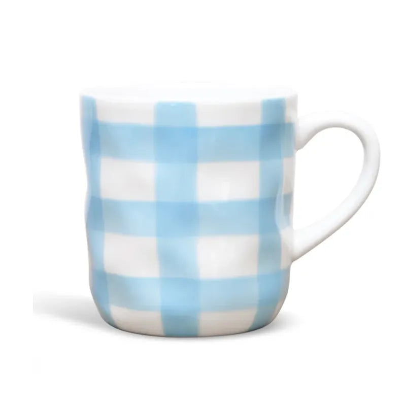Noss & Co Cornflower Blue Gingham Mug from House of Dudley