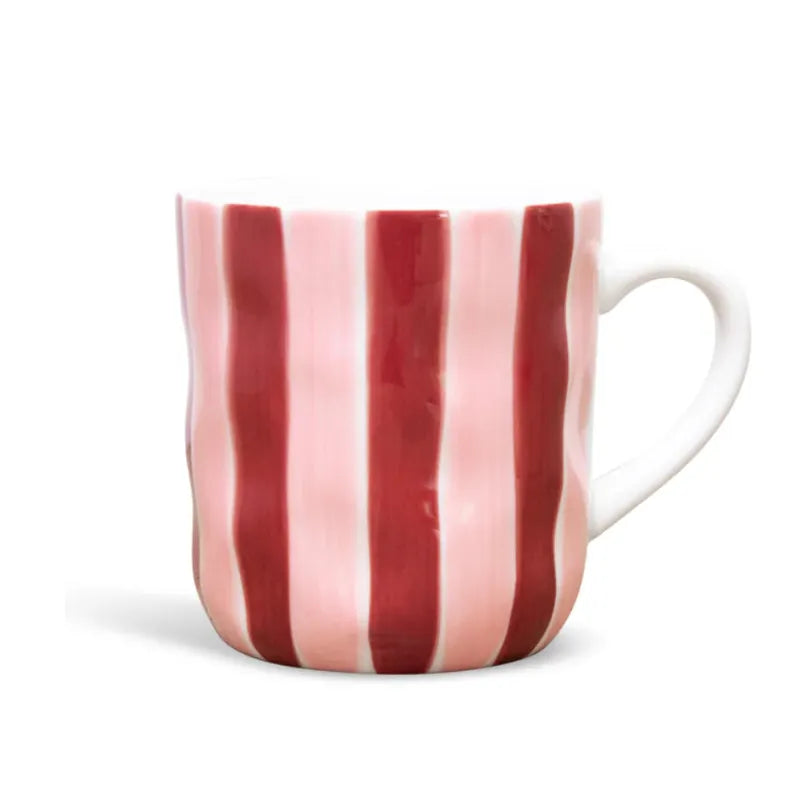 Noss & Co Pink & Burgundy Stripe Mug from House of Dudley