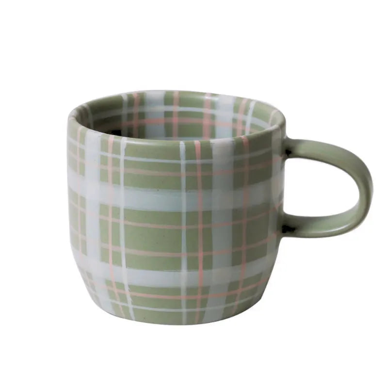Robert Gordon Cat's Pyjamas Sage & Blush Check Mug from House of Dudley