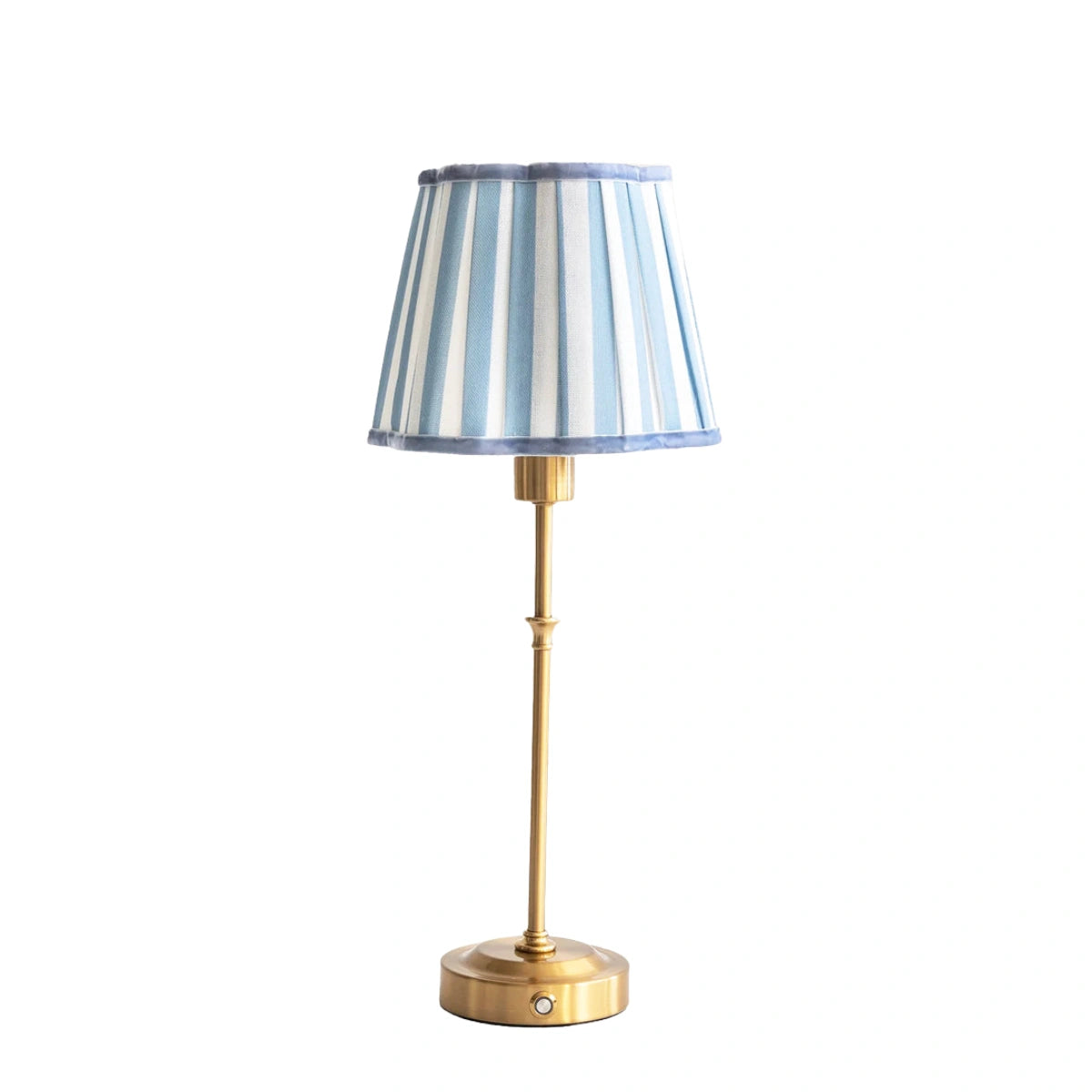 Ocean Blue Stripe Scallop USB Table Lamp with Gold Base from House of Dudley