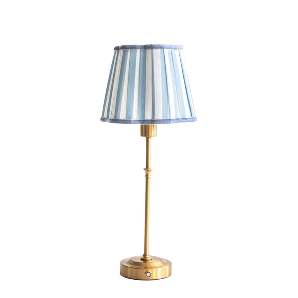 Ocean Blue Stripe Scallop USB Table Lamp with Gold Base from House of Dudley