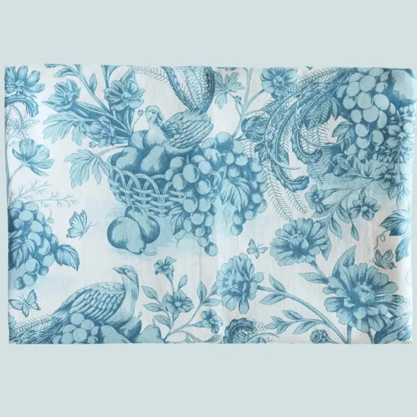 Ocean Blue Fruit Toile Table Cloth - Large - 3.6m x 1.6m