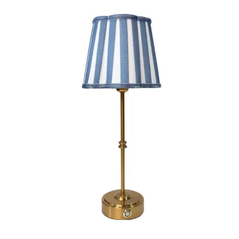 Blue Stripe Scallop USB Table Lamp with Gold Base from House of Dudley
