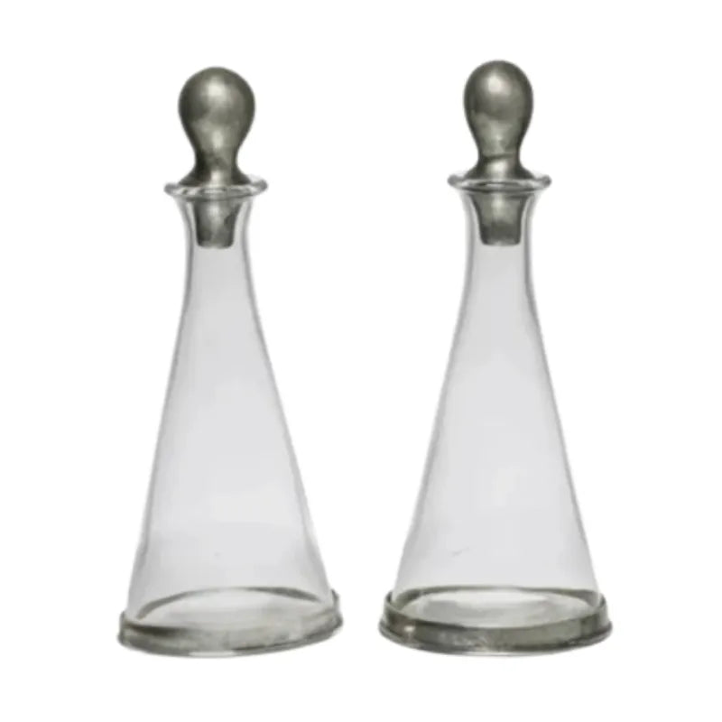Cone shaped pewter and glass oil and vinegar bottle without stand – House of Dudley Adelaide boutique homewares
