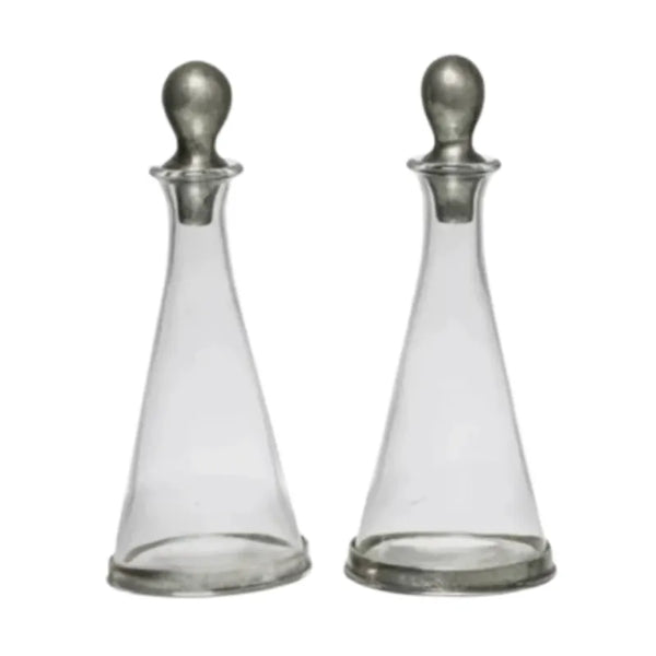Cone shaped pewter and glass oil and vinegar bottle without stand – House of Dudley Adelaide boutique homewares