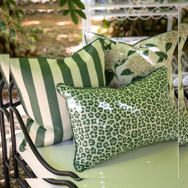Outdoor Green Stripe Cushion 40x60cm from House of Dudley