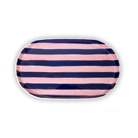 Thumbnail for Noss & Co Pink & Navy Stripe Oval Platter Large from House of Dudley