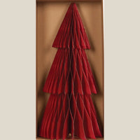 Thumbnail for Slim red paper Christmas tree with three folded tiers, tall 33cm