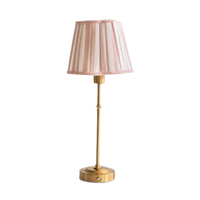 Thumbnail for Table Lamp USB - Pink Stripe Scallop Shade & Gold Base