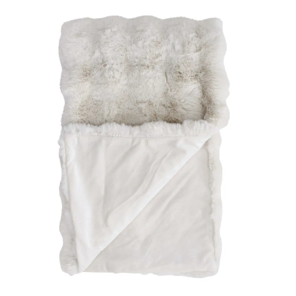 Puffer Lux Faux Fur Throw Blanket Hamptons off white Natural