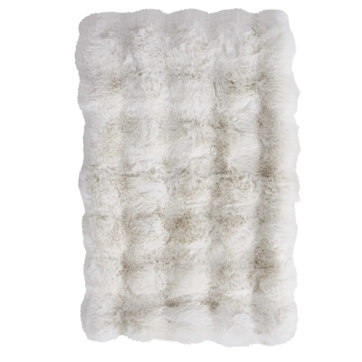 Puffer Lux Faux Fur Throw Blanket Hamptons off white Natural