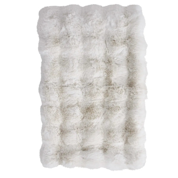 Puffer Lux Faux Fur Throw Blanket Hamptons off white Natural
