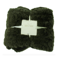 Thumbnail for Puffer Lux Faux Fur Throw Blanket – Moss Green from House of Dudley