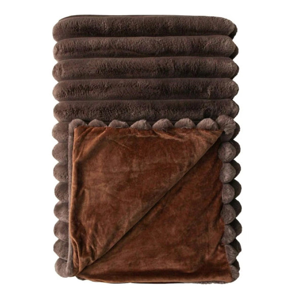 Puffer Lux faux Throw Blanket chocolate