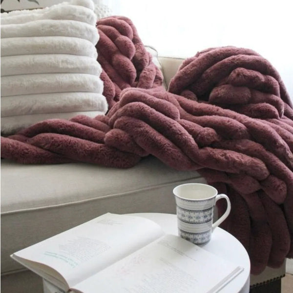 Puffer-lux-faux-throw Blanket Dusty Rose