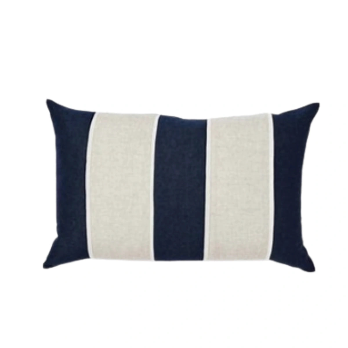 Riley NNavy / Linen Patch Rectangle Cushion from House of Dudley