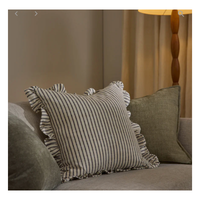 Thumbnail for Ruffles Black / Natural Stripe Cushion from House of Dudley