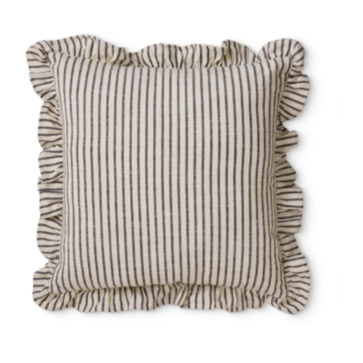 Ruffles Black / Natural Stripe Cushion from House of Dudley