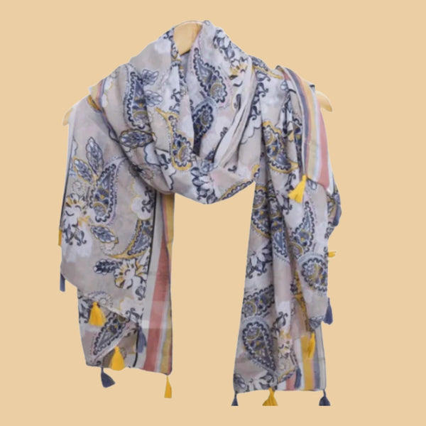 Fashion Scarf Mustard Paisley – fashion scarf accessory gift Australia – House of Dudley Adelaide