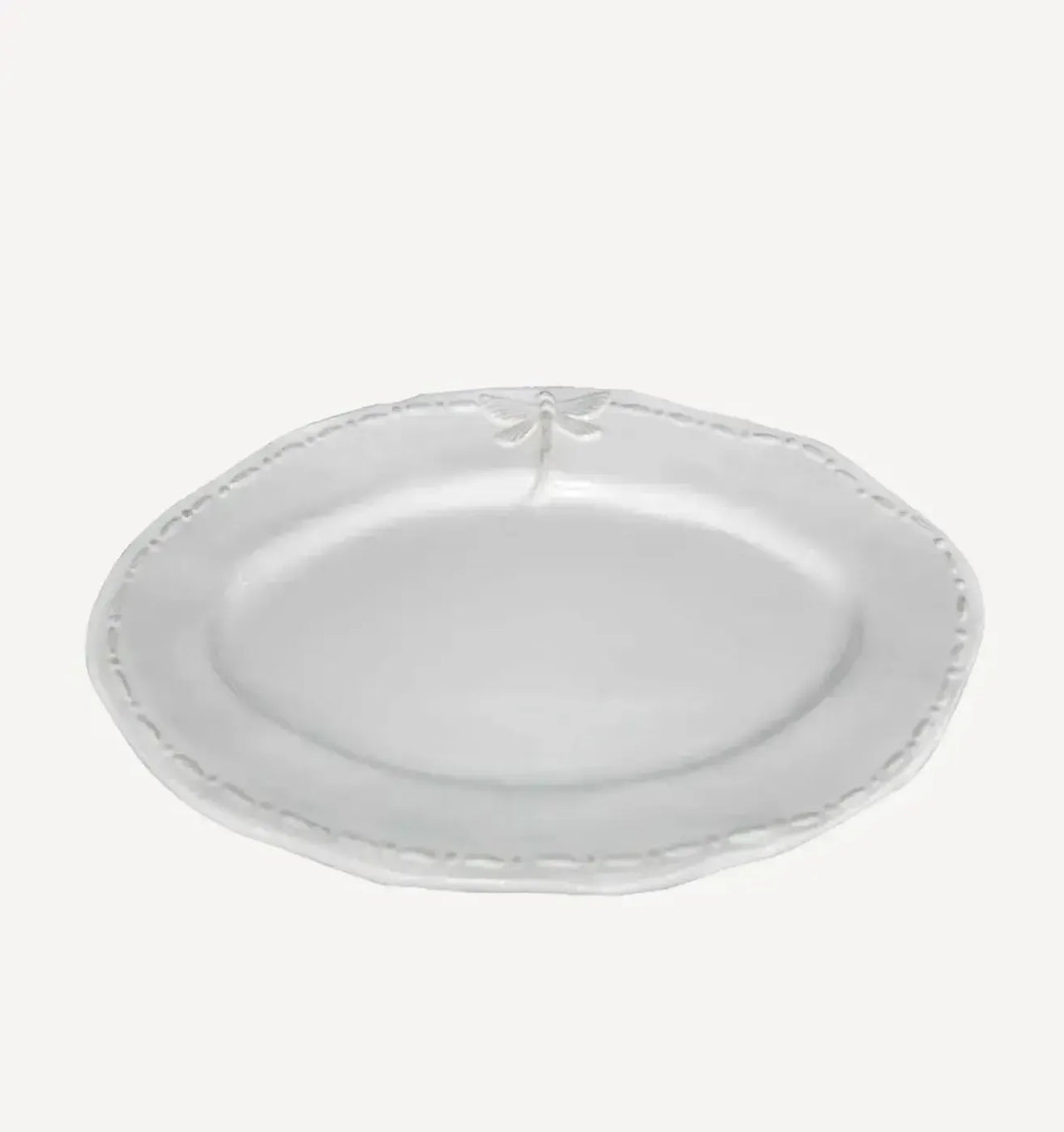 Dragonfly Stoneware White Oval Platter Small | House of Dudley