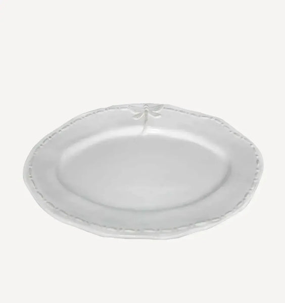 Dragonfly Stoneware White Oval Platter Small | House of Dudley