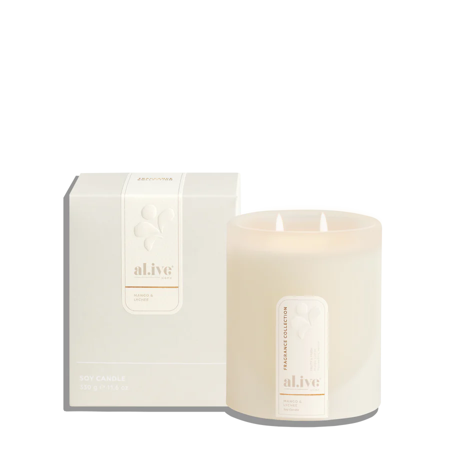 al.ive body – Home Soy Candle – Mango & Lychee 330g