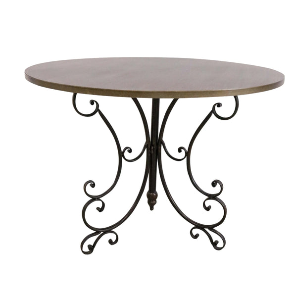 French garden table with a bronze finish and decorative metalwork