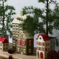 Thumbnail for Tea Light Cottage with Wreath – Navy