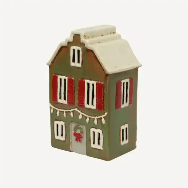 Tea Light Cottage with Wreath – Navy | House of Dudley