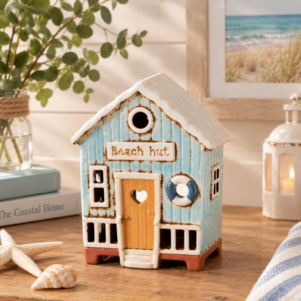 Beach Hut tealight holder, alternate view
