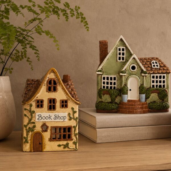 Book Shop tealight holder, alternate view with other village houses