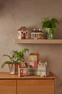 Thumbnail for Coffee House tealight holder, alternate view with other ceramic village houses