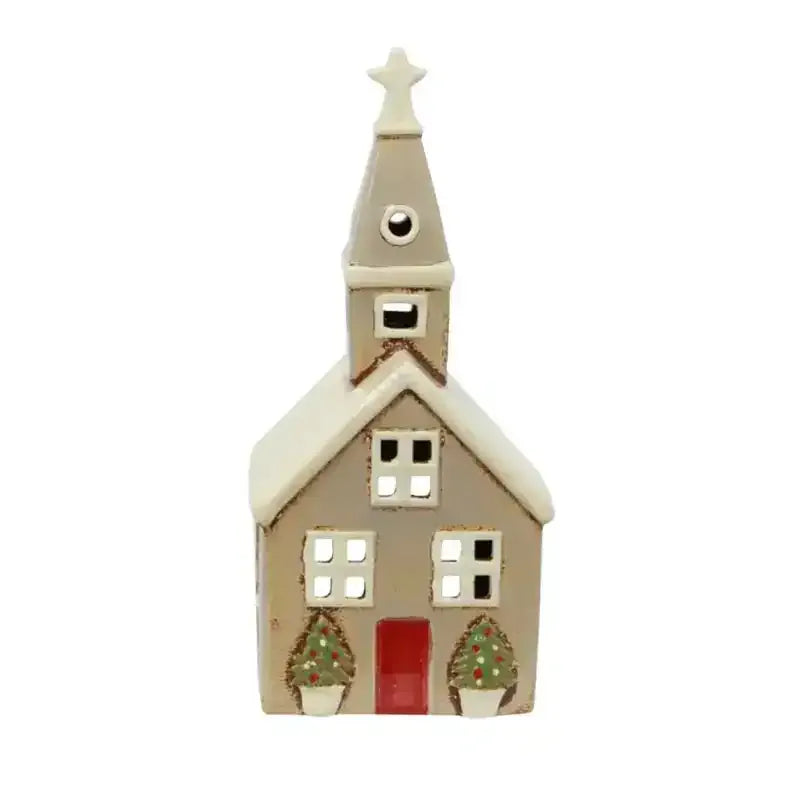 Tea Light Christmas Church – Stone | House of Dudley
