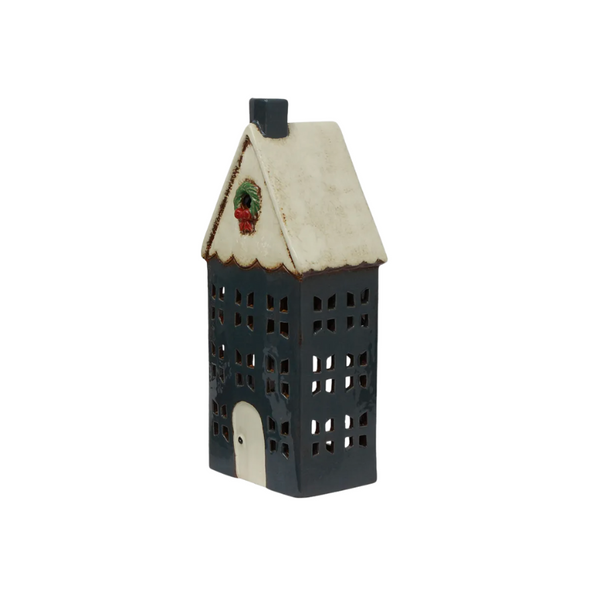 Tea Light House – Green with Wreath Large
