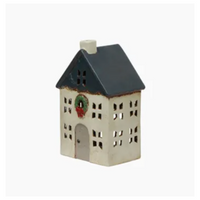 Thumbnail for Tea Light House – Blue with Wreath Small