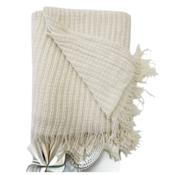 Ivory Stitched Throw | House of Dudley