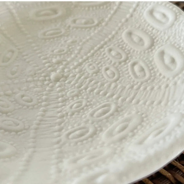 Sea urchin plate, close detail of the embossed urchin texture
