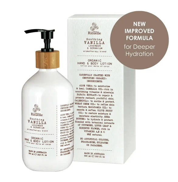 Vanilla, Lavender & Geranium - Organic Hand & Body Lotion- Flourish by Urban Rituelle