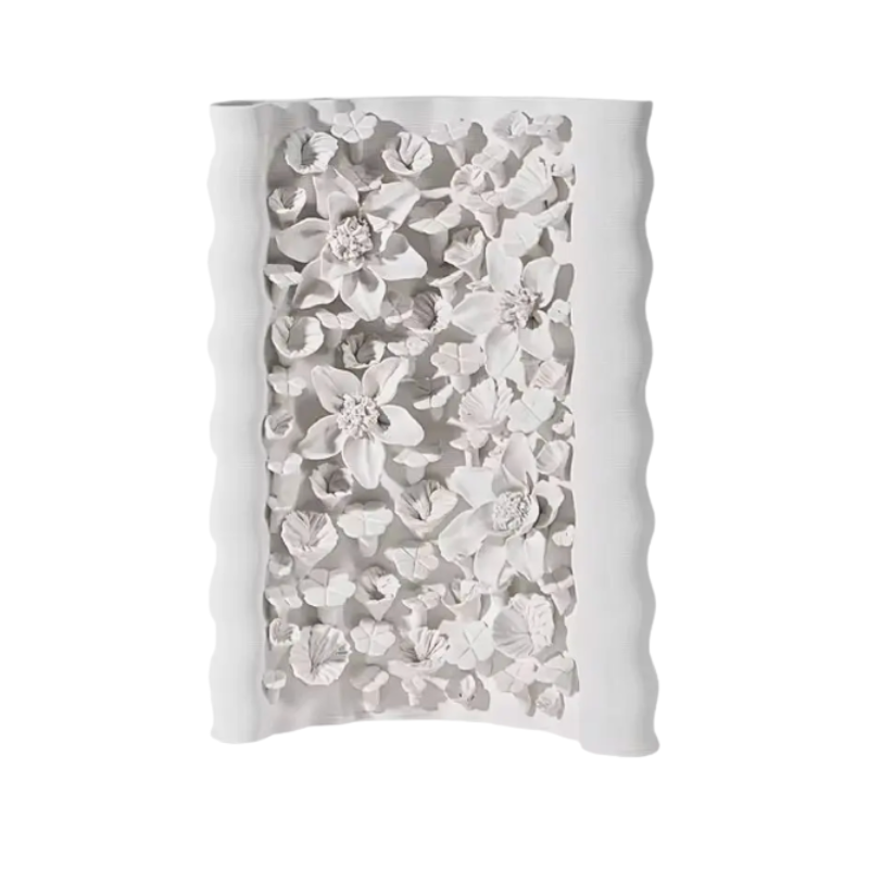 Petal Ceramic Vase Curved Handcrafted Tall