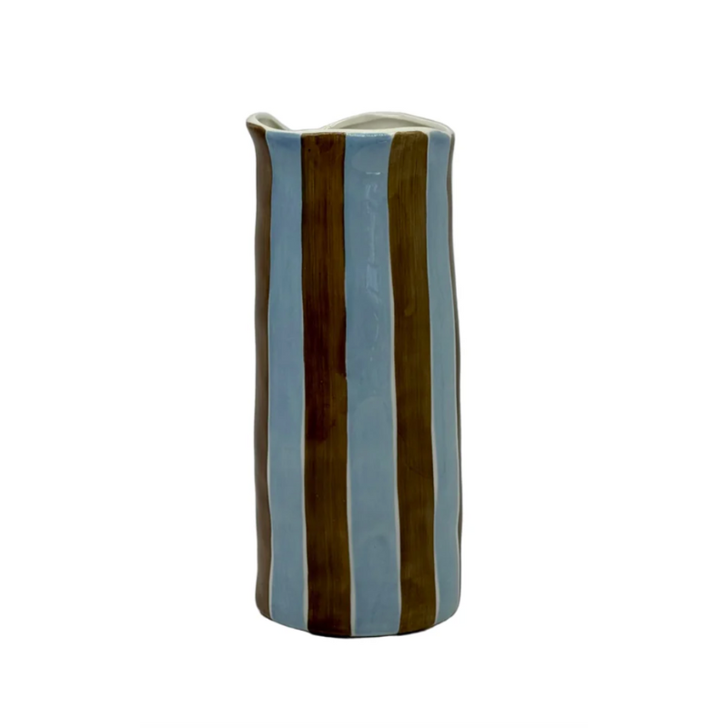 Vase - Cornflower Blue and Brown Stripe Medium