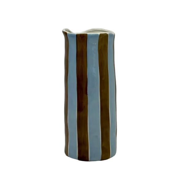 Vase - Cornflower Blue and Brown Stripe Medium – House of Dudley