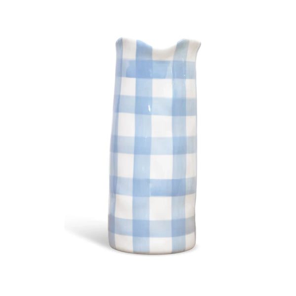 Noss & Co Cornflower Blue Gingham Ceramic Vase – Medium from House of Dudley