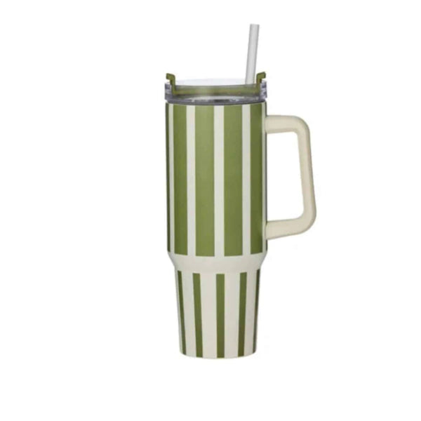 Vertice Stripe Insulated Mug 1.2L – Olive from House of Dudley